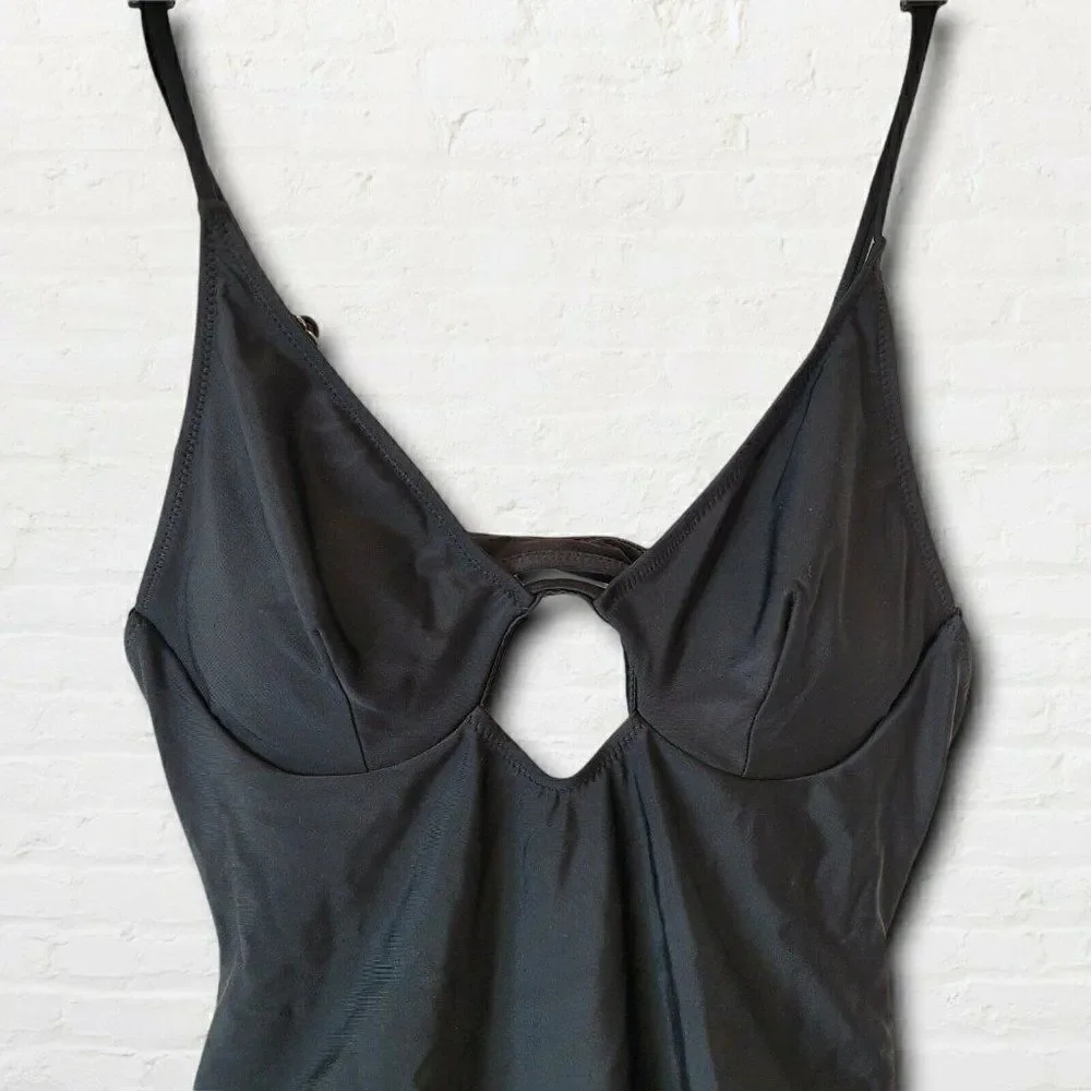 NWT Beachsissi Black One-Piece Keyhole Swimsuit Size Medium